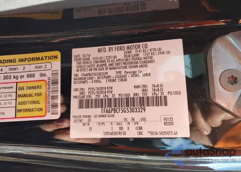 2016 Ford Mustang Gt z USA, uszkodzony, nr VIN 1FA6P8CF5G5303329